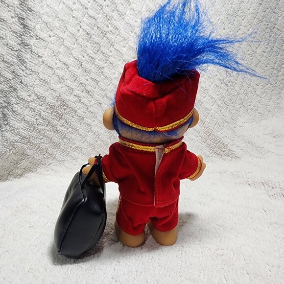 Vintage Trolls Russ Bellboy Luggage Red Suit Blue Hair Doll - Picture 2 of 3